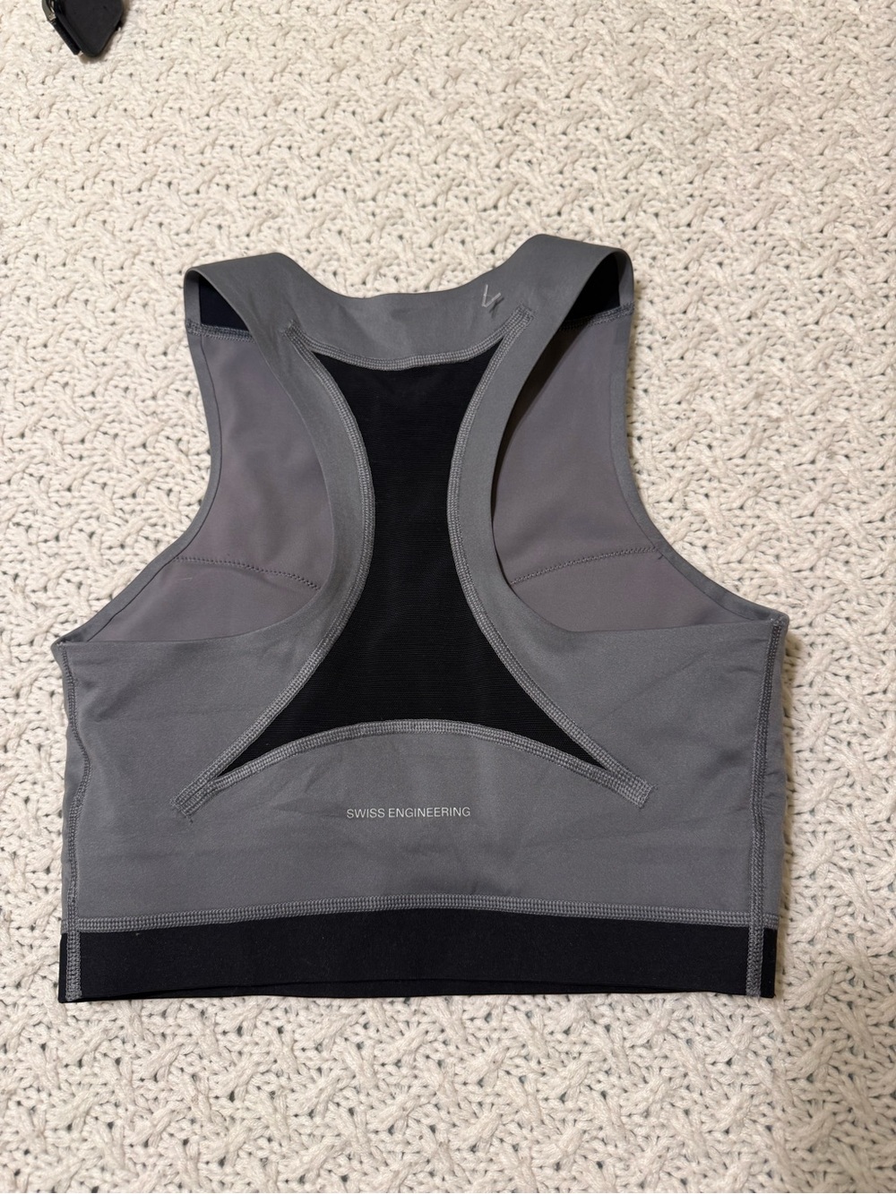On Running Grey High-Neck Crop Sports Top with Black Hem XS - Picture 4 of 10